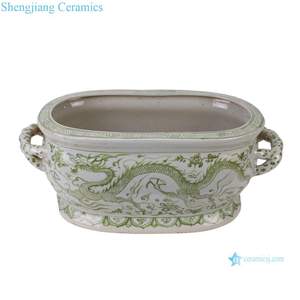 RXCG06-A-B Jingdezhen porcellana verde blu e bianco modello di drago forma ovale decorazione per la casa vaso di fiori in ceramica fioriera - Product Image 3
