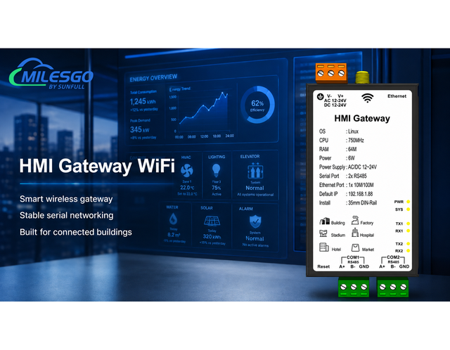 Industrial WiFi IoT Gateway Milesgo HMI1002-ARM-WiFi, Industrial Remote Monitoring Controller for PLC, BMS and Automation