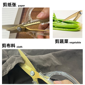 Stainless Steel Household Scissors Transparent Handle Multi Purpose For <b>Paper</b> Thread Crafting <b>Kitchen</b> Use - Product Image 4