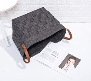 36L Grande Capacità <span class=keywords><strong>Feltro</strong></span> Cestello <span class=keywords><strong>Portaoggetti</strong></span> Con Manico <span class=keywords><strong>In</strong></span> Pelle - Product Image 2