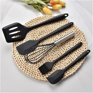 Trend 5pcs Home Kitchen Cooking Spatula Set Heat Resistant Food Silicone Utensils Handles Dishwasher Safe Custom Logo Option - Product Image 2