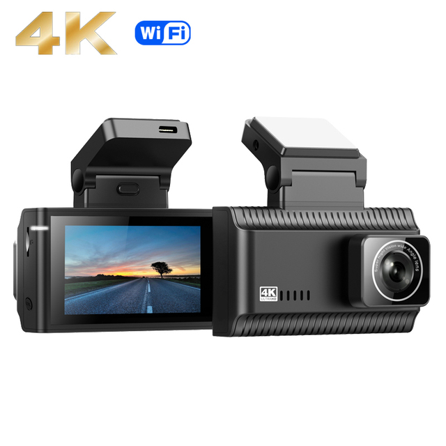 Customizable Front and Rear 4K Dash Cam WiFi Car DVR with 3-Inch Screen, Night Vision & App Control G-sensor