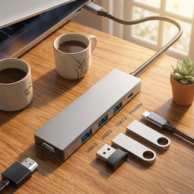 5-in-1 Type-C Docking Station USB Hub 3.0 4K30HZ Extender Aluminum Alloy Multi-functional Laptop PD 100W in Stock GC-H03b