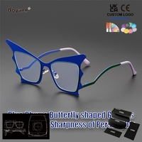 Gafas de Prescripción para Miopía Boyarn para Mujer, Gafas de Lectura para Hipermetropía, Gafas con Protección Anti Luz Azul, Montura de Gafas Ópticas Estilo Ojo de Gato