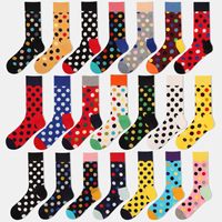 Chaussettes mi-mollet à pois 2026 pour hommes et femmes, en coton peigné, style européen, pour couple, colorées, décontractées, longues, vente en gros
