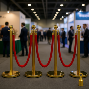 Postes de terciopelo dorado para control de multitudes, barreras de línea de espera de 38 pulgadas, suministros para fiestas y ferias comerciales, 4 Uds. - Product Image 2