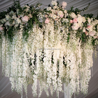 Décoration suspendue pour mariage, fleurs murales, glycine suspendue, lustre floral, plafond en fleurs de glycine