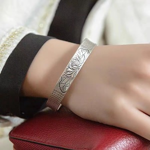 Lucky Healthy chino seis caracteres mantra brazalete pulsera Feng Shui plata obsidiana Lotus Mantra corazón <span class=keywords><strong>Sutra</strong></span> budista brazalete - Product Image 4
