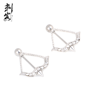 Escudo de pezón de <span class=keywords><strong>flecha</strong></span> de acero inoxidable con gemas pavimentadas Anillo de pezón <span class=keywords><strong>Piercing</strong></span> para el cuerpo Joyería - Product Image 4
