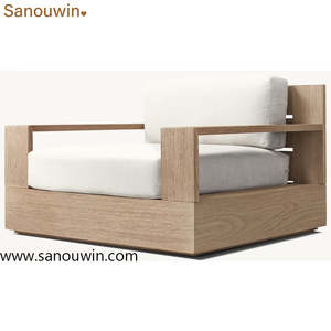 Chaise pivotante <span class=keywords><strong>d</strong></span>'extérieur en teck, chaise longue de patio au fini vieilli, 360 °   Base pivotante, <span class=keywords><strong>coussin</strong></span> à séchage rapide, résistant aux intempéries - Product Image 2