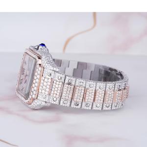 Reloj de Lujo con Incrustaciones de Diamantes, Dos Tonos en Oro Rosa, Esfera Cuadrada, Movimiento Automático, Reloj de Pulsera Hip Hop para Hombre - Product Image 4