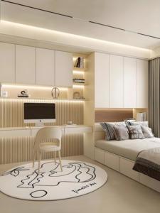 Tatami Bed <b>Cabinet</b> Integrated Design Children's Bedroom Solid Wood Bed Multifunctional <b>Desk</b> <b>Cabinet</b> Large Storage Space - Product Image 5