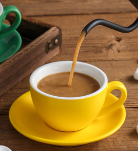 220ml Thickened Ceramic Coffee Cup Saucer Set Nordic Minimalist Design Latte Cappuccino Solid Color Dishwasher for Coffee - Product Image 5