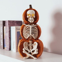 Halloween nouvelle résine citrouille Figurine squelette lumineux maison hantée brillant créatif rétro atmosphère accessoire décoration