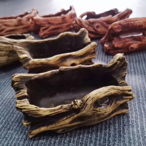 Vaso per <span class=keywords><strong>Piante</strong></span> Z771 a Forma di Tronco d'Albero in Cemento, Mini Vaso Pastorale per Fiori, Succulente ed Erbe, Riutilizzabile - Product Image 2