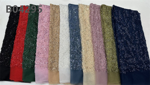 CHOCOO azul real bordado tela de encaje con cuentas francesas tela de encaje de lentejuelas para vestidos de fiesta - Product Image 6