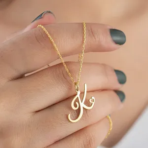 Personalized Jewelry Women Stainless Steel Tiny Chain Pendants for Necklace Custom 18k Gold Plated Heart Initial Letter Necklace