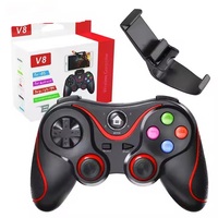Control de Juegos V8 con Conexión Inalámbrica BT Adecuado para Teléfono Móvil, TV, PC y Consola de Juegos con Soporte para Teléfono