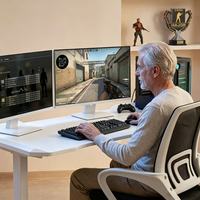 Escritorio de Juego Eléctrico Ajustable en Altura, Escritorio Ergonómico Motorizado para Gamers, Escritorio de Computadora para Configuración de Sala de Juegos