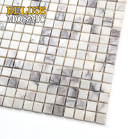 Mini Quadratische Premium Marmor-Mosaik-Wandfliese für Innenwände, Schickes Design, Ambiente-Elevation, Flieder-Marmor, Onyx-Grüner Stein