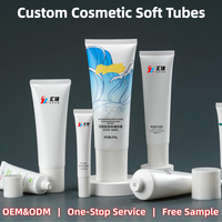 Tube souple en PE blanc avec motif vague océanique bleue et bouchon à vis large pour gommage corporel, lotion, crème, soins de la peau, emballage cosmétique vide