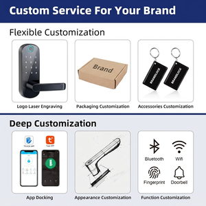 New Cerradura Serrure Intelligente Biometric <strong>Digital</strong> Combination Finger Print Password Tuya Ttlock Smart <strong>Door</strong> Lock for Wood <strong>Door</strong> - Product Image 6
