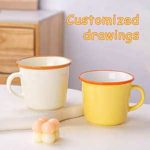 Venta a granel <span class=keywords><strong>Esmalte</strong></span> Looks Tazas con revestimiento de cerámica Diseños mixtos Logotipo de marca personalizado Taza de café Tazas Taza multicolor con asa - Product Image 5