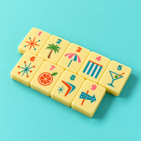 Tuiles de mahjong en acrylique solide couleur ivoire crémeux, coins et bords arrondis lisses, 160 pièces, ensemble de jeu de mahjong rétro