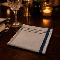 Serviette en tissu gaufré avec rayures bleu marine, serviette de table en nid d'abeille blanc cassé pour hôtel, restaurant, café, taille personnalisée