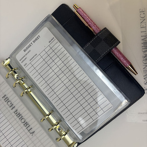 Новинка, оптовая продажа, прочный толстый мягкий многоразовый ПВХ-Папка с 6 отверстиями, прозрачный чехол с двойным карманом для наличных денег - Product Image 2