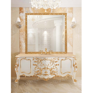 Juego de tocador de encimeras de mármol de estilo rococó, juegos de <span class=keywords><strong>baño</strong></span> de madera de abedul, fabricante de <span class=keywords><strong>muebles</strong></span> de <span class=keywords><strong>baño</strong></span> de lujo, proveedor - Product Image 1