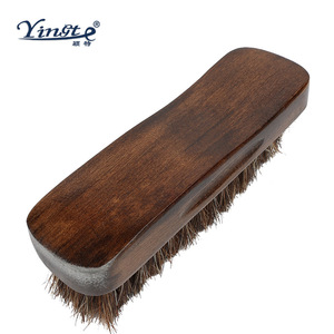 Yinste Curved <b>Shoe</b> Brush Solid Wood Horse Hair <b>Soft</b> Bristles For <b>Shoe</b> Care - Product Image 2