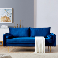 DeepBlue Ensemble de canapés sectionnels 3 places en tissu de velours Canapés pour la maison Ensemble de canapés de luxe Meubles modernes Loft Hotel