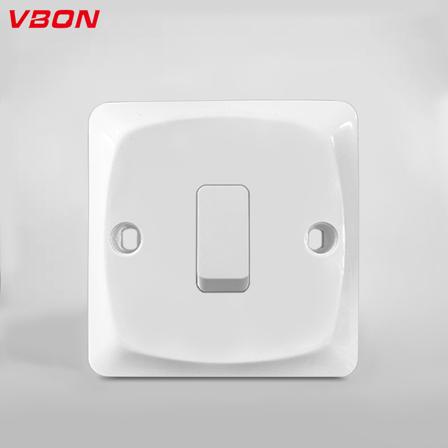86*86mm Simple Design 1 Gang 1 Way Switch 10A Electrical Home Application Wall Switch for Apartment Light