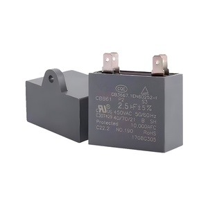 <span class=keywords><strong>Condensateur</strong></span> CBB61 pour ventilateur et démarrage <span class=keywords><strong>de</strong></span> moteur AC 1μF 1.5 2 3 3.5μF 450V, bornes à connexion rapide double, boîtier en polypropylène métallique - Product Image 3