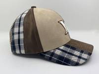 Casquette de baseball unisexe personnalisée en daim, coton et patchwork colorblock à carreaux avec broderie de lettres
