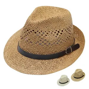 Дешевая тканая летняя пляжная шляпа с жесткими полями