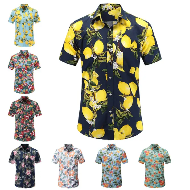 नई डिजाइन कस्टम शर्ट मुद्रण पुरुषों समुद्र तट पहनने सनी/कपास हवाई शर्ट थोक