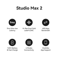Casque DJ sans fil OneOdio Studio Max 2, faible latence 9 ms, audio haute résolution LDAC 120H, haut-parleur 50 mm, dongle filaire 4-en-1 par KSHMR