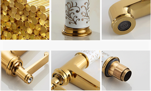 Sang trọng CE chứng nhận vàng brass lưu vực bồn rửa vòi lạnh nóng tắm vòi nước và vòi nước nóng bán lưu vực vòi nước phòng tắm vòi - Product Image 5