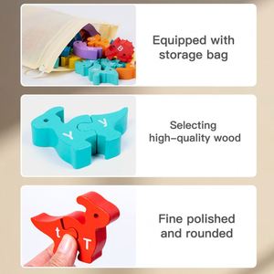 Wooden Blocks Sorting Stacking Balance Montessori Toddlers Boys Girls Kids Dinosaur Toys - Product Image 5