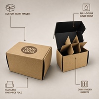 Boîte d'expédition en kraft recyclable personnalisée avec inserts de séparation pour coffrets cadeaux abonnement, fermeture à rabat et à oreilles, vente en gros