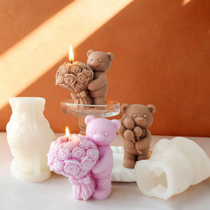 Molde de Silicona 3D de Grado Alimenticio FDA/LFGB para Hacer Velas de Resina Epoxi con Forma de Oso de Rosas para el Día de San Valentín, Ecológico y Hecho a Mano - Product Image 2