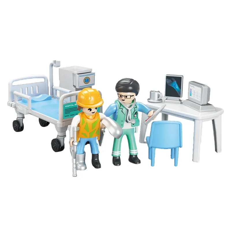QS Customized Educational Pretend Play Doctor Game Toys Kids Plastic DIY Assembly Medical Corps Scene Set Toys For Children Gift