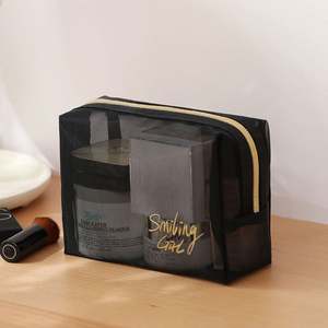 Sac cosmétique en maille de nylon personnalisé de haute qualité Sac cosmétique de voyage à fermeture éclair Pochette à maquillage pour femme - Product Image 4