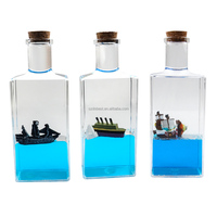 Bouteille flottante en acrylique transparent avec liquide, presse-papiers, mini jouet flottant, décoration de bureau, effet de nuance fluide personnalisé, divers modèles de navires