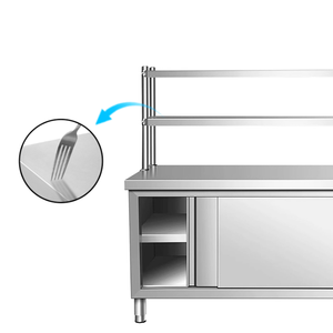<span class=keywords><strong>Victory</strong></span> Table à portes coulissantes en acier inoxydable à 2 niveaux avec banc Prix d'usine Fournitures pour hôtels et restaurants - Product Image 2
