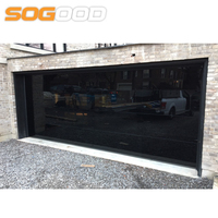 Porte de garage sectionnelle automatique à vue complète 12x7 16x8 en gros, cadre en alliage d'aluminium coupe-vent avec verre trempé miroir
