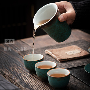 Shangyan Ceramic Fair <b>Cup</b> Azure Glazed Coarse Pottery Kung Fu <b>Tea</b> <b>Set</b> Handheld Without Lid Cylinder Shape - Product Image 3