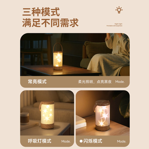 <b>Star</b> Ambient Light Plug-In <b>LED</b> Warm White 2700K Wood Design Minimalist Home Night Light Middle Size - Product Image 5